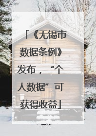 《无锡市数据条例》发布，“个人数据”可获得收益