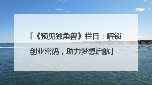 《预见独角兽》栏目：解锁创业密码，助力梦想启航