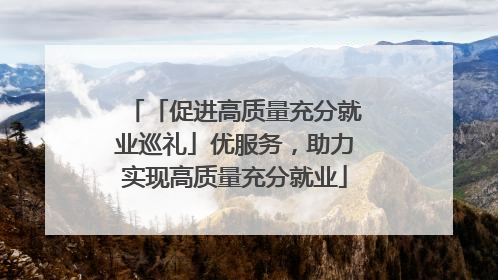 「促进高质量充分就业巡礼」优服务，助力实现高质量充分就业