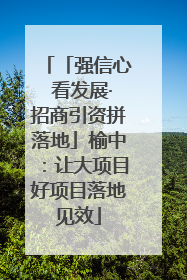 「强信心 看发展·招商引资拼落地」榆中：让大项目好项目落地见效