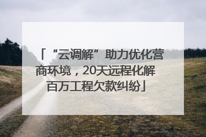 “云调解”助力优化营商环境，20天远程化解百万工程欠款纠纷