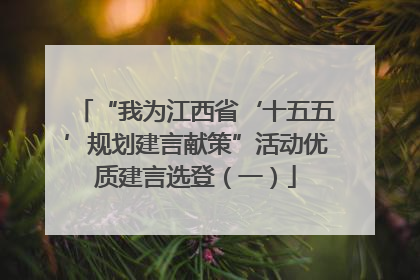 “我为江西省‘十五五’规划建言献策”活动优质建言选登（一）