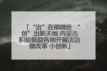 “治”在细微处 “创”出新天地 内蒙古积极鼓励各地开展法治微改革 小创新