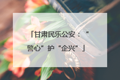 甘肃民乐公安：“警心”护“企兴”