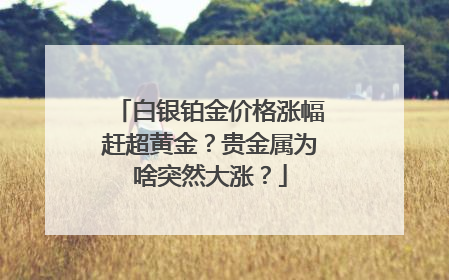 白银铂金价格涨幅赶超黄金？贵金属为啥突然大涨？