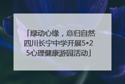 绿动心缘，意归自然 四川长宁中学开展5•25心理健康游园活动