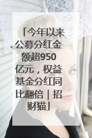 今年以来公募分红金额超950亿元，权益基金分红同比翻倍｜招财猫