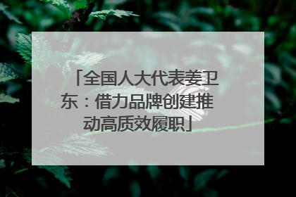 全国人大代表姜卫东：借力品牌创建推动高质效履职