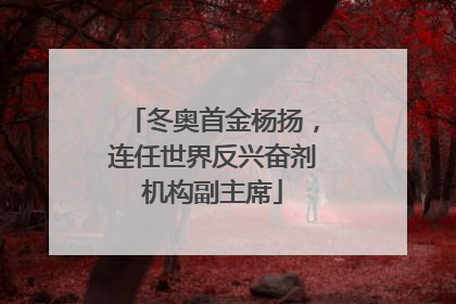 冬奥首金杨扬，连任世界反兴奋剂机构副主席