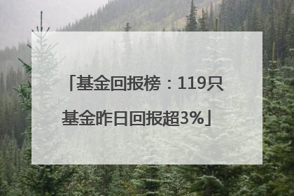 基金回报榜：119只基金昨日回报超3%