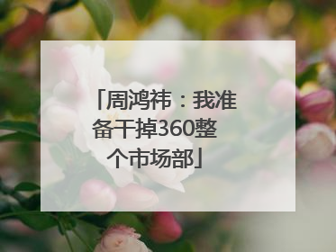 周鸿祎：我准备干掉360整个市场部