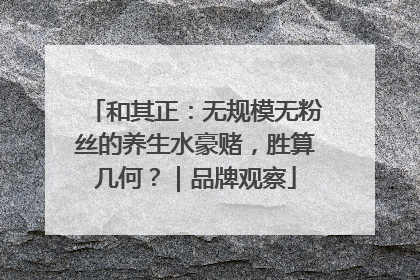 和其正：无规模无粉丝的养生水豪赌，胜算几何？｜品牌观察