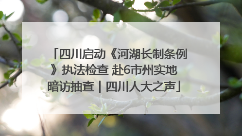 四川启动《河湖长制条例》执法检查 赴6市州实地暗访抽查｜四川人大之声