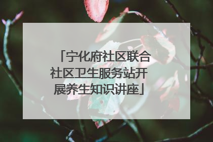 宁化府社区联合社区卫生服务站开展养生知识讲座