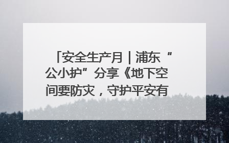 安全生产月｜浦东“公小护”分享《地下空间要防灾，守护平安有我在》安全谣