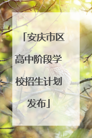安庆市区高中阶段学校招生计划发布