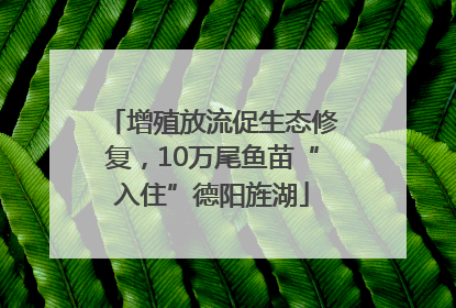 增殖放流促生态修复，10万尾鱼苗“入住”德阳旌湖