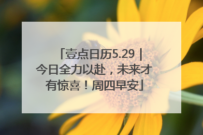 壹点日历5.29｜今日全力以赴，未来才有惊喜！周四早安
