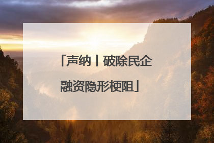 声纳丨破除民企融资隐形梗阻