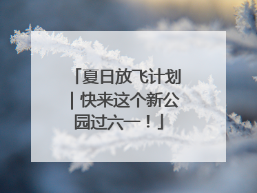 夏日放飞计划｜快来这个新公园过六一！