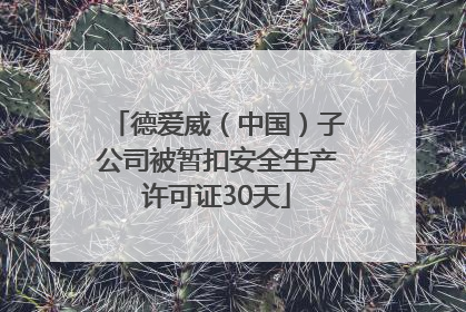 德爱威（中国）子公司被暂扣安全生产许可证30天