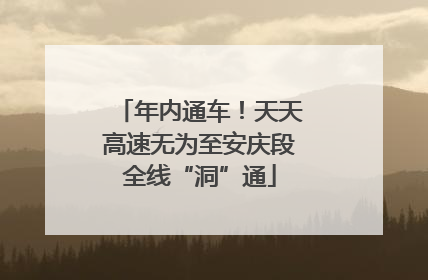 年内通车！天天高速无为至安庆段全线“洞”通