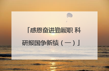 感恩奋进勤履职 科研报国争新绩（一）