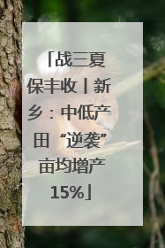 战三夏 保丰收丨新乡：中低产田“逆袭” 亩均增产15%