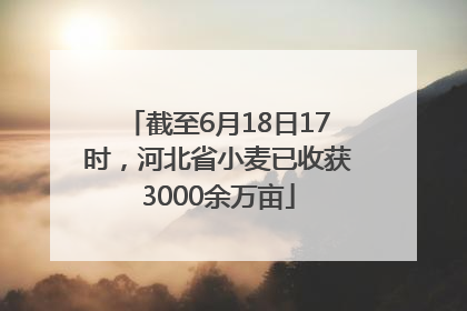 截至6月18日17时，河北省小麦已收获3000余万亩