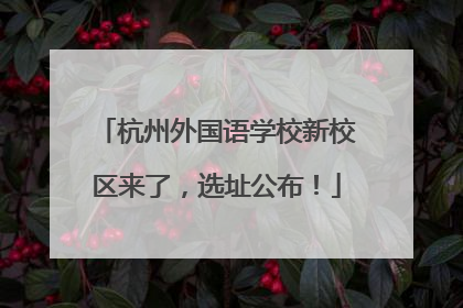 杭州外国语学校新校区来了，选址公布！