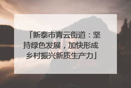 新泰市青云街道：坚持绿色发展，加快形成乡村振兴新质生产力