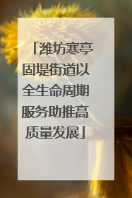 潍坊寒亭固堤街道以全生命周期服务助推高质量发展