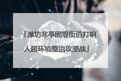 潍坊寒亭固堤街道打响人居环境整治攻坚战