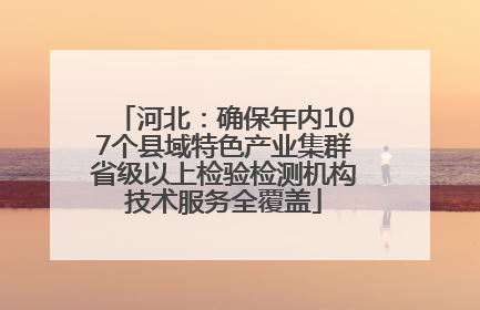 河北：确保年内107个县域特色产业集群省级以上检验检测机构技术服务全覆盖