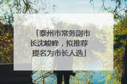 泰州市常务副市长沈峻峰，拟推荐提名为市长人选