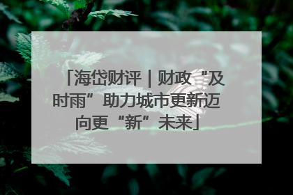 海岱财评｜财政“及时雨”助力城市更新迈向更“新”未来