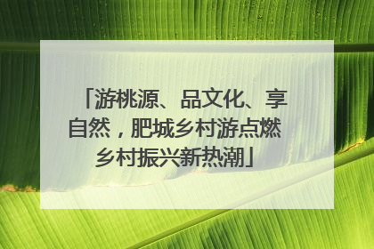 游桃源、品文化、享自然，肥城乡村游点燃乡村振兴新热潮