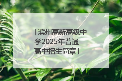 滨州高新高级中学2025年普通高中招生简章