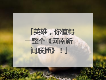 英雄，你值得一整个《河南新闻联播》！