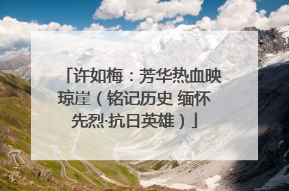 许如梅：芳华热血映琼崖（铭记历史 缅怀先烈·抗日英雄）