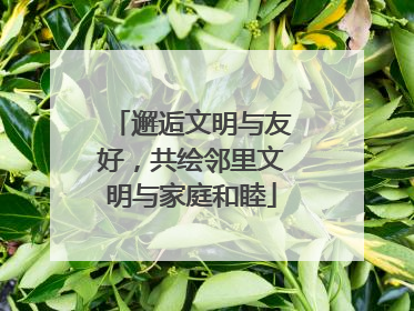 邂逅文明与友好，共绘邻里文明与家庭和睦