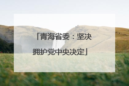 青海省委：坚决拥护党中央决定