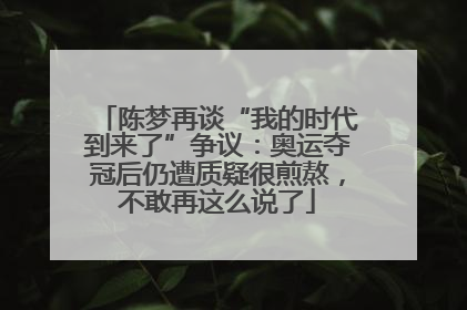 陈梦再谈“我的时代到来了”争议：奥运夺冠后仍遭质疑很煎熬，不敢再这么说了