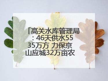 高关水库管理局：46天供水5535万方 力保京山应城32万亩农田“解渴”