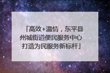 高效+温情，东平县州城街道便民服务中心打造为民服务新标杆