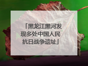 黑龙江黑河发现多处中国人民抗日战争遗址
