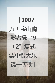 1007万！宝山购彩者凭“9+2”复式票中得大乐透一等奖